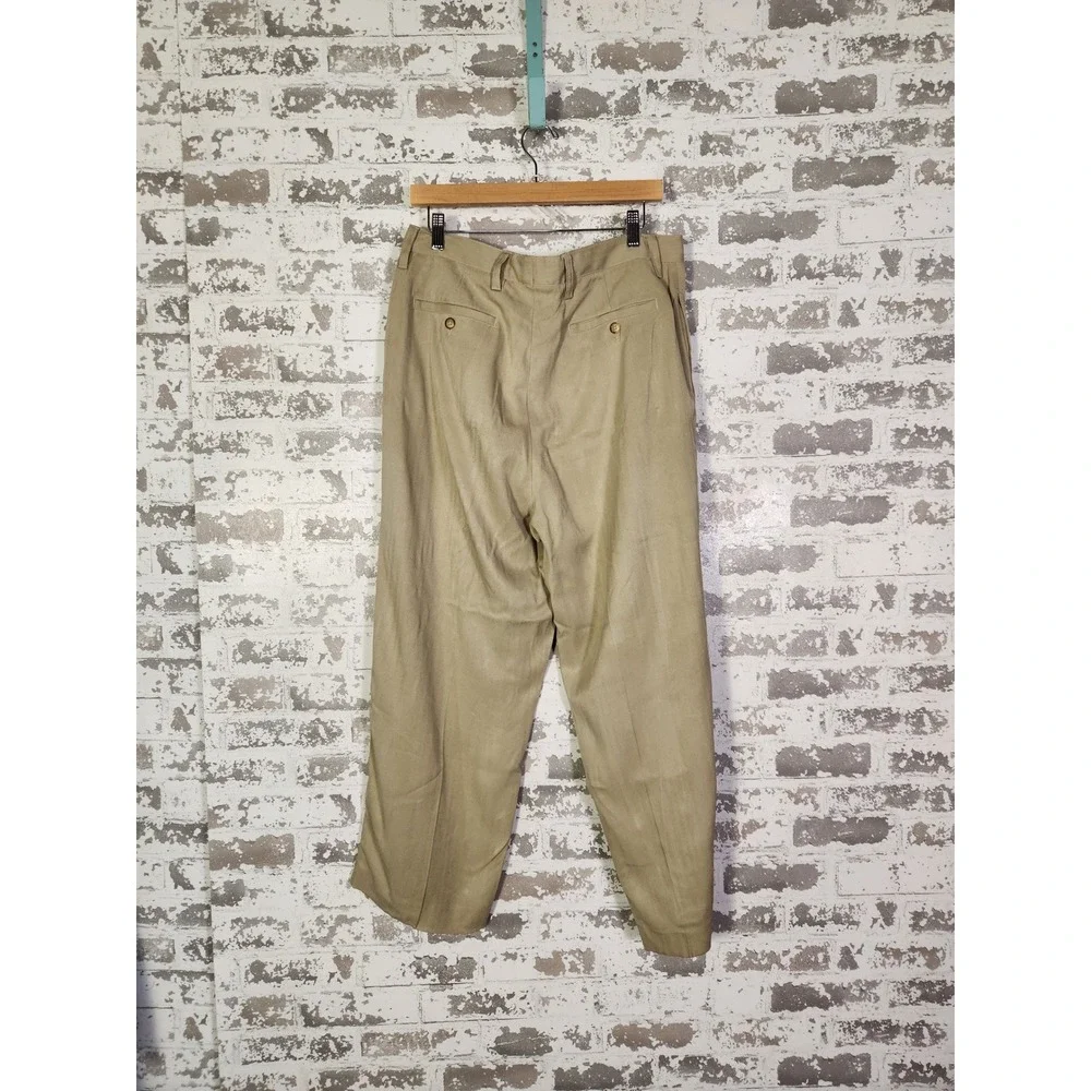 Tommy Bahama Men's Dress Pants‎ Size 34 Tan Silk Pleated Front Casual Comfort